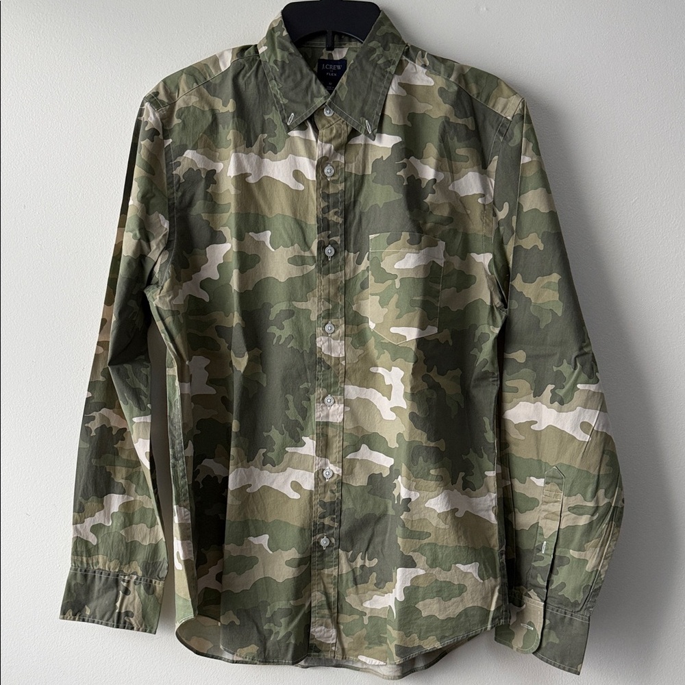 J. Crew Green Camouflage Flex Shirt